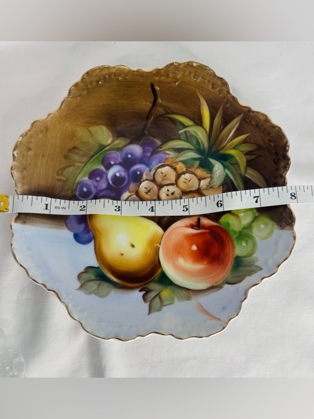 Vintage Lefton China Hand Painted Fruit Plates Set + Vase Japan Gold Trim E2350 - Picture 8 of 10